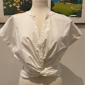 NWT Anthropologie white cotton ss top, size L